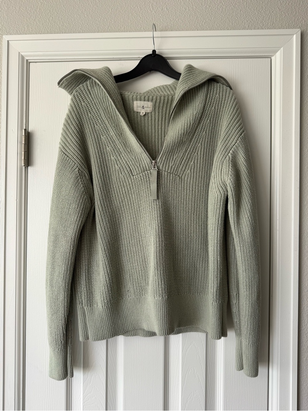 Lou & Grey Quarter Zip Sweater - Sage Green - Size Medium